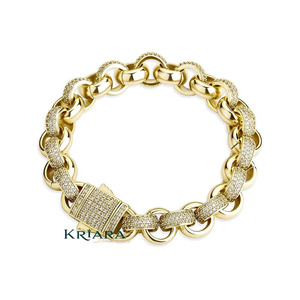 Bracelet à maillons en moissanite plaqué or S925, coupe ronde brillante, micro-incrustation, bijoux de luxe pour homme - Product Image 2