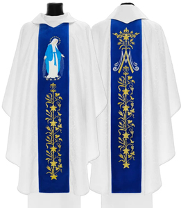 Tunica Sacerdotale da Chiesa, Veste Ricamata a Maniche Lunghe con Blocchi di Colore, Camicia a Rete Traforata di Media Lunghezza - Product Image 2