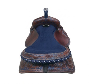 Selle de cheval Western en cuir sur armature en fibre de verre, disponible en tailles personnalisées, avec cuir huilé foncé - Product Image 3