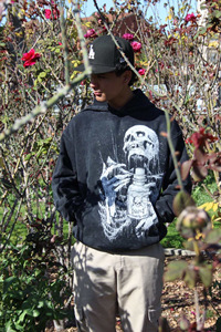 Sweat à capuche unisexe en molleton épais de luxe en coton avec logo brodé et sérigraphié, style streetwear, personnalisé, effet délavé vintage pour homme - Product Image 4