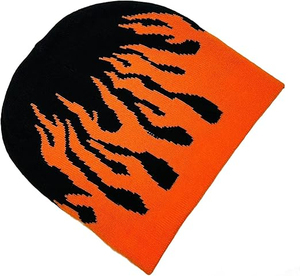 Bonnet unisexe personnalisé en acrylique, motif rayé orange et noir motif tigre, casquette décontractée d'hiver pour l'extérieur, streetwear, vente en gros - Product Image 1