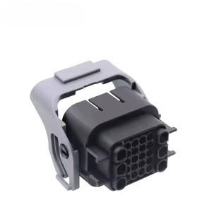 Connecteur automobile, prise femelle 28 broches, 12V, plastique noir, montage sur panneau rectangulaire, terminaison à souder, verrous étanches - Product Image 4