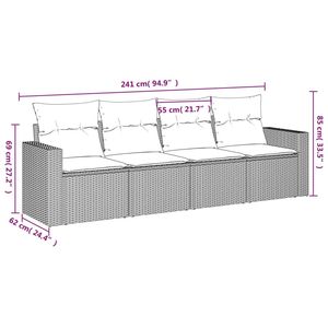 Dark <b>Grey</b> Rattan Garden Sofa Set 4 Seater Outdoor Furniture Contemporary Design Wicker <b>Frame</b> - Product Image 5
