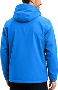 Blouson Bomber Homme Bleu Uni à Capuche avec Fermeture Éclair, Bords et Poignets Ajustables, Coupe-Vent Décontracté pour le Printemps - Product Image 3