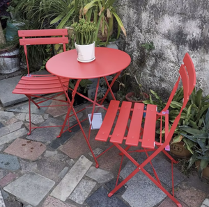 OEM/ODM Vietnam Balcony <b>Table</b> Chair and Tea <b>Table</b> Set <b>Folding</b> <b>Round</b> Outdoor Wrought Iron Furniture for Patio Garden - Product Image 6
