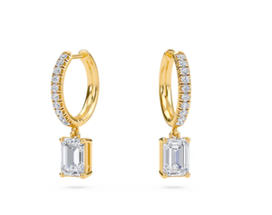 Boucles d'oreilles en diamant cultivé en laboratoire certifié IGI, or jaune 14 carats, taille brillant rond, bijoux tendance pour mariage et soirée - Product Image 4