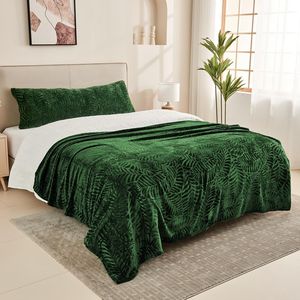 <b>Super</b> <b>Soft</b> 50 X 60 Inches Flannel Fleece Throw <b>Blanket</b> Lightweight Cozy Warm with Leaves Textured Plush for Bed Couch or Sofa - Product Image 2