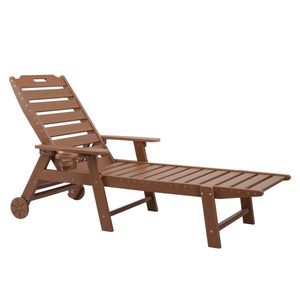 Lettino Prendisole in HDPE con Schienale Regolabile 195*75.5*33cm, Colore Teak - Product Image 6