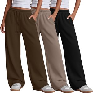 Pantalon de survêtement ample pour femme avec logo personnalisé, en molleton 100% coton épais, décontracté, coupe large, taille haute, style jogger - Product Image 6