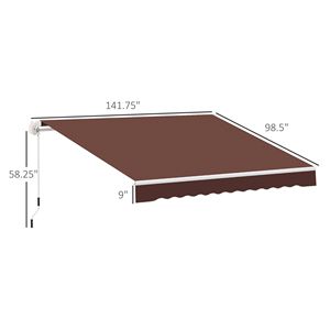 Toldo Retráctil para Patio de 12 Pies x 8 Pies, Color Marrón, Manivela Manual, Marco de Aluminio Plegable, Protección UV para Terrazas y Patios, Máx. 5 Metros - Product Image 3