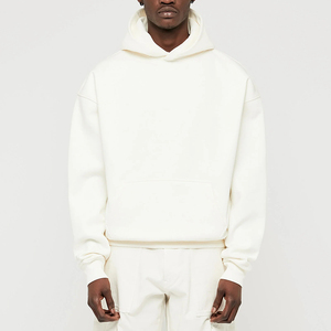 Sweat-shirt à capuche pour homme, couleur unie, en molleton de coton, pull décontracté avec poche avant, vêtement d'automne - Product Image 5