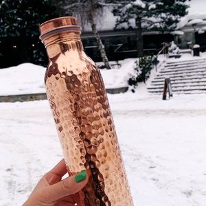 Copper Water <b>Bottle</b> Classic Design Eco-Friendly Large Capacity Portable Travel Drinkware with Lid Made by AUREVIA CRAFTS - Product Image 6