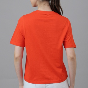 Camiseta de algodón de manga corta con cuello redondo naranja para mujer, informal, personalizada con serigrafía, promocional, de gran venta, ecológica - Product Image 3