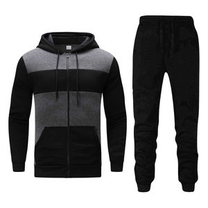 Men's Color Blocking Tracksuit Set Full <b>Zip</b> <b>Hooded</b> Sweatshirt With Side Pockets Breathable Polyester Cotton Autumn Wear Casual S - Product Image 1