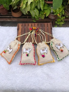 Handcrafted Jute <b>Potli</b> <b>Bags</b> with Traditional Kamdhenu Cow Motif: The Perfect Eco-Friendly Gift for Festive Occasions - Product Image 2