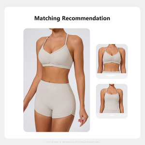 Conjunto de Yoga de 2 Piezas para Mujer, Sin Costuras, de Spandex, Sujetador Deportivo Halter, Leggings de Cintura Alta, Elásticos, para Gimnasio, Fitness, Ejercicio, Ropa Deportiva - Product Image 6