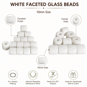 White Faceted Glass Beads 10mm Loose <b>Spacer</b> Beads for Jewelry Making Bracelet Necklace DIY Crafts - Product Image 6