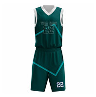 Ensemble d'uniformes de basketball personnalisables et respirants, vert, sans manches, col en V, anti-humidité, maillot d'équipe avec numéro 22 pour adultes
