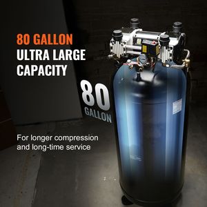 Compressore d'aria fisso senza olio a 2 stadi, 6.5HP, 15.5SCFM@90 PSI, 80 galloni, 2.2 kW, di grado industriale - Product Image 4