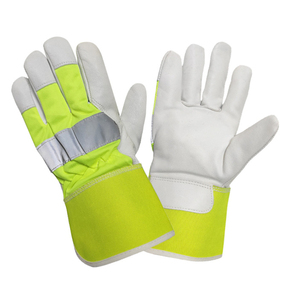 Guantes de Seguridad de Alta Visibilidad de Cuero, Color Verde, para Construcción, con Visibilidad Completa de la Mano - Product Image 3