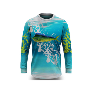 Chemise de pêche à manches longues pour homme avec imprimé dauphin, protection anti-UV UPF 50, haut en polyester imprimé par sublimation - Product Image 1