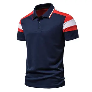 高品质定制高尔夫男子T恤短袖休闲马球网球T恤色块街头上衣棉质加尺寸OEM