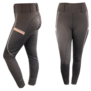 Pantalones de equitación personalizados para mujer, de cintura alta, largos, elásticos en cuatro direcciones, con franja lateral estampada - Product Image 1
