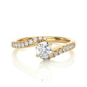 Vente en gros de bagues de fiançailles en diamant de laboratoire en or massif 10K 14K 18K Bypass Fine Jewelry Designer Simple Fashion Diamond Ring Handmade - Product Image 1