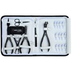 Kit de Herramientas Comerciales para Extensiones de Cabello Negro con Mini Tijeras de Corte, Gancho, Abridor de Microperlas y Alicates de Bloqueo, Enhebrador de Lazos - Product Image 1