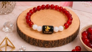 Rehmat Agate Natural Tiger Eye Crackle <b>Crystal</b> Ball Shape Leo Zodiac Charm <b>Beaded</b> Handmade Stretch Gemstone <b>Bracelet</b> - Product Image 4