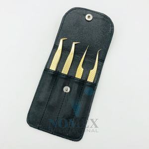 Juego de pinzas de extensión de pestañas chapadas en oro Diamond Grip Accesorios de pestañas de acero inoxidable sostenibles a precios mayoristas - Product Image 2