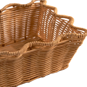 Wholesale Scalloped Rattan <b>Storage</b> <b>Basket</b> Eco-Friendly <b>Wicker</b> Tray For Tabletop Decor Premium Vietnam Rattan Organizer - Product Image 3