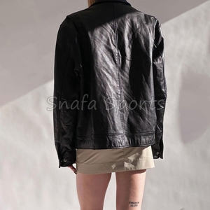 Chaqueta de piel de oveja auténtica para mujer, estilo moderno y de alta costura, diseño extragrande, últimas tendencias en chaquetas de cuero para mujer - Product Image 2