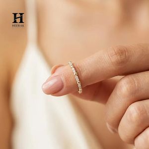 Minimalist Heart Diamond Band 14K Yellow Gold Pavé Matching Wedding <b>Ring</b> <b>Thin</b> Stackable Promise <b>Ring</b> Custom Fine Jewelry - Product Image 3