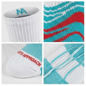 North Approach Crew <b>Socks</b> Geometric Pattern Blue White Breathable <b>Running</b> <b>Socks</b> for Adults Summer Season - Product Image 4