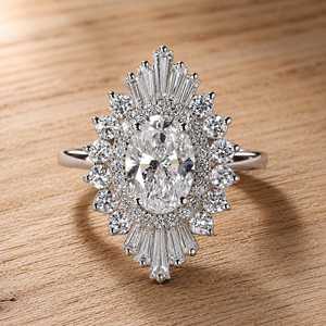 Bague ovale vintage en or massif 10k 14k 18k pour femme, motif flocon de neige, élégante pour la Saint-Valentin, fiançailles, bijoux fins - Product Image 2