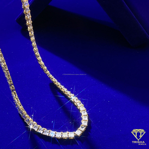 Fine 925 Sterling Silver <b>Tennis</b> <b>Necklace</b> Featuring Princess Cut Lab Grown Diamond Stones For Upscale Fashion Jewelry - Product Image 2