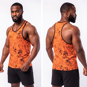 OEM Custom Tie-Dye Tank Top Men Sublimation Printed Gym Fitness <b>Singlet</b> Knitted O-Neck Workout Wear Men Gym Vest Top - Product Image 1