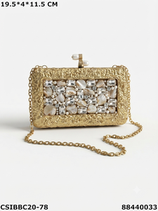 Sac de soirée artisanal de créateur pour femmes, pochette de mariée en laiton et nacre multicolore Craftstages International - Product Image 1