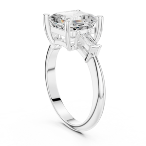 แหวนหมั้นดีไซน์เนอร์ทองคำขาว 14K ประดับเพชรทรง Asscher และทรง Emerald คัต เพชรเลี้ยงในห้องปฏิบัติการ สำหรับผู้หญิง - Product Image 4