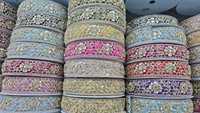 Bordures en dentelle métallique en polyester brodées de perles et de strass Kushang pour chaussures, sacs, vêtements, textiles de maison, lavables 1.2