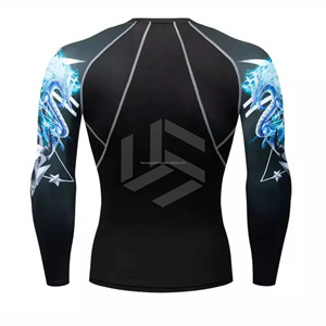 Camiseta de compresión de manga larga para grappling y MMA, personalizada con estampado, para hombre, para usar en BJJ, tela deportiva OEM - Product Image 3