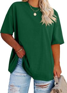 T-shirts pour femmes, coupe ample, style streetwear, tissu épais personnalisé, uni, décontracté, manches courtes - Product Image 3