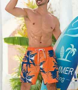 Custom Sublimated <b>Mens</b> Swim Trunks Quick Dry Swimming <b>Shorts</b> with <b>Compression</b> Liner and Zipper Pockets - Product Image 5