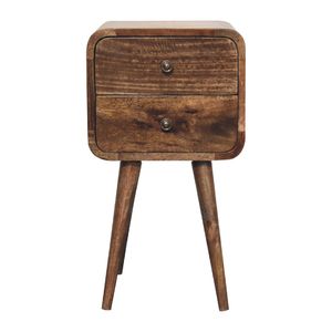 Legno massello Mini curvo grigio lavato comodino mobili artigianali per camera da letto - Product Image 1