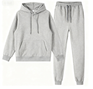 Infield Gear Unisex <b>White</b> Cotton Lightweight Geometric Pattern 2 1 Streetwear Tracksuit Set Hooded Sweatshirt Full Length Pants - Product Image 6