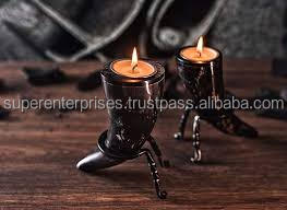 Vela hecha a mano, soporte votivo, diseño de cuerno, vela elegante de diseñador niquelada para centro de mesa, portavelas de estilo indio - Product Image 4