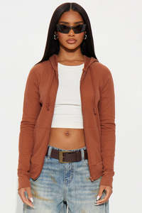 Custom Ladies Rib Knit Hoodie Jacket Full Zip Casual Streetwear Clothing OEM ODM Wholesale Supplier USA - Product Image 3