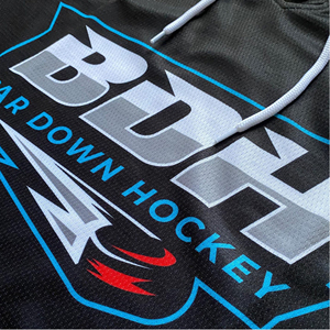 Maillot de hockey sur glace personnalisé imprimé par transfert thermique, respirant, grande taille, anti-UV, séchage rapide, col en V, pour adultes, tenue d'été pour équipe, vente en gros - Product Image 5