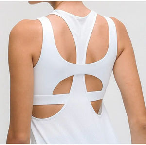 Premium Quality Custom Logo <b>Low</b> Moq Women Scoop Neck Hollow Out Knitted Tank <b>Top</b> Breathable Sporty Regular Length - Product Image 2